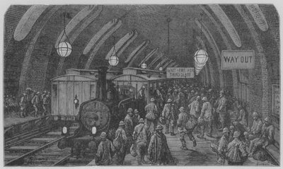 Station van een spoorweg in de stad door Gustave after Dore